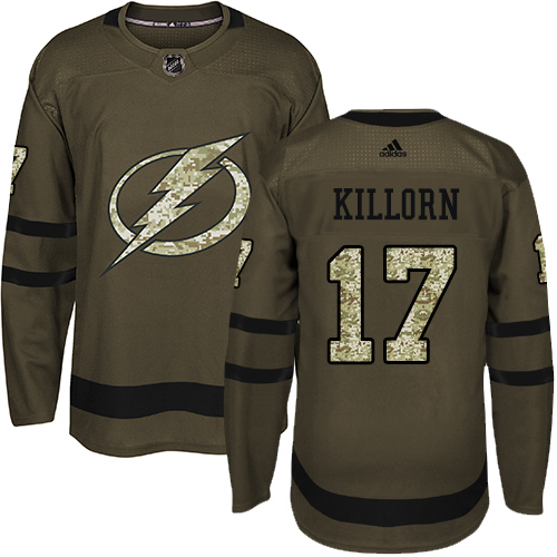 Adidas Lightning #17 Alex Killorn Green Salute to Service Stitched NHL Jersey - Click Image to Close
